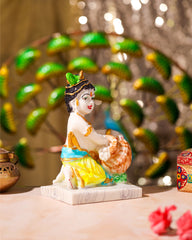 Multicolour Baby Krishna with Butter Pot