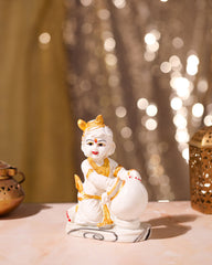 White Baby Krishna with Butter Pot
