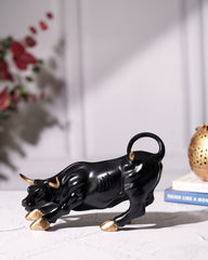 Black Bull Figurine with Golden Horns