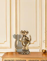 Golden Lotus Hand Candle Holder Statue - Spiritual Home Decor