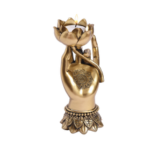 Golden Lotus Hand Candle Holder Statue - Spiritual Home Decor