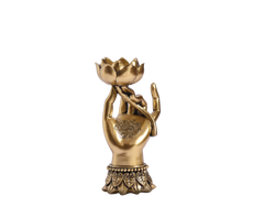 Golden Lotus Hand Candle Holder Statue - Spiritual Home Decor
