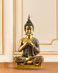 Ornate Joyful Sitting Buddha Figurine (Large)