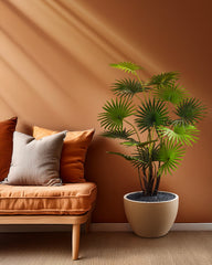 Artificial Fan Palm in Black Pot (120 cm)