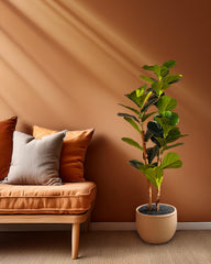 Artificial Fiddle Leaf Fig Plant in Black Pot (120 cm)