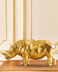 Decorative Gold Polyresin Rhinocerous Figurine