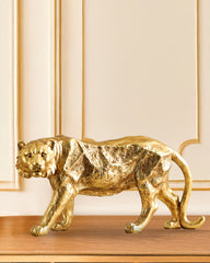 Decorative Gold Polyresin Tiger Figurine (Large)