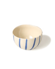 Hand-Painted Blue Striped Ceramic Bowl Set