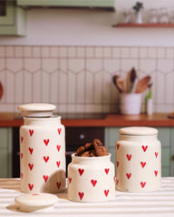 Hand-Painted Heart Ceramic Jar