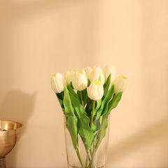 Artificial Tulip Flower Sticks (5 Sticks, 35 cm, White)