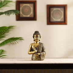 Decorative Antique Gold Meditating Buddha Statue, 24 cm