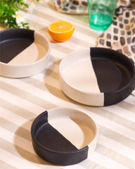 Monochrome Half-Dipped Serving Platter Set