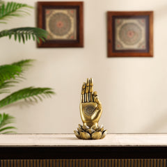 Decorative Golden Buddha Lotus Palm Showpiece