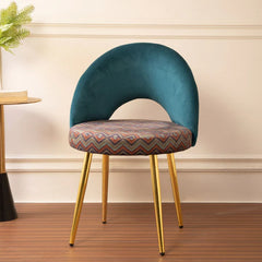 Teal Curve Velvet Accent Chair