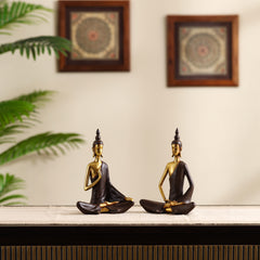 Decorative Modern Golden Brown Buddha Showpieces (Set of 2)