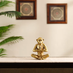 Decorative Golden Polyresin Meditating Monkey Figurine