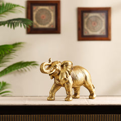 Decorative Golden Polyresin Elephant Figurine (Large)