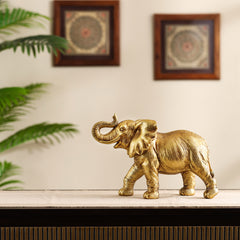 Decorative Golden Polyresin Elephant Figurine (Large)