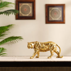 Decorative Gold Polyresin Tiger Figurine (Large)