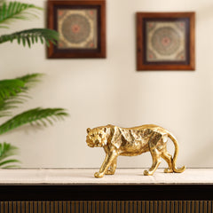 Decorative Gold Polyresin Tiger Figurine (Large)