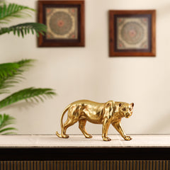 Decorative Golden Polyresin Leopard Figurine (Large)