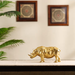 Decorative Gold Polyresin Rhinocerous Figurine