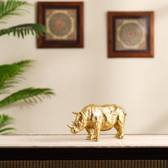 Decorative Gold Polyresin Rhinocerous Figurine