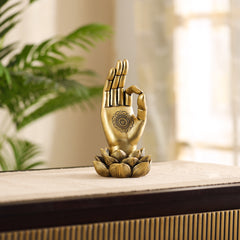 Decorative Golden Buddha Lotus Palm Showpiece