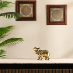 Decorative Small Golden Polyresin Elephant Figurine