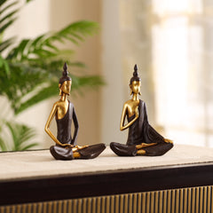 Decorative Modern Golden Brown Buddha Showpieces (Set of 2)