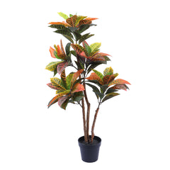 Artificial Croton Plant in Black Pot (120 cm)