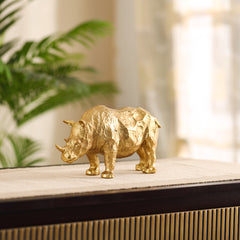 Decorative Gold Polyresin Rhinocerous Figurine