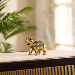 Decorative Small Golden Polyresin Elephant Figurine