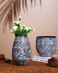 Tribal Pattern Metal Vase