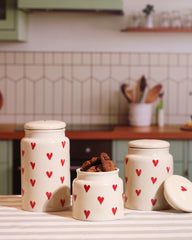 Hand-Painted Heart Ceramic Jar