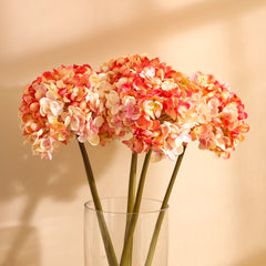 Artificial Hydrangea Flower Sticks (3 Sticks, 50 cm, Pink)