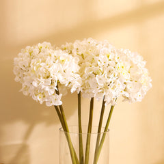 Artificial Hydrangea Flower Sticks (3 Sticks, 50 cm, White)