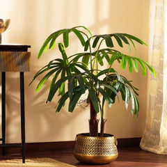 Artificial Rhapis Palm Tree in Black Pot (120 cm)