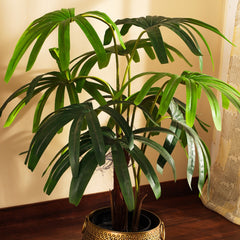 Artificial Rhapis Palm Tree in Black Pot (120 cm)