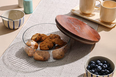 Glass Cookies Jar with Wooden lid