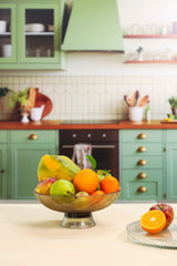 Brown Ribbed Glass Fruit Bowl