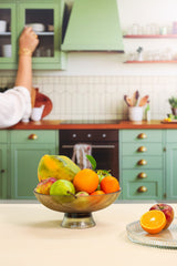 Brown Ribbed Glass Fruit Bowl