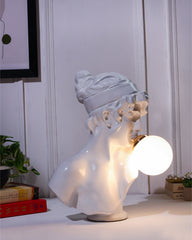 White Resin Lady Sculpture Lamp