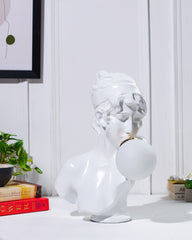 White Resin Lady Sculpture Lamp