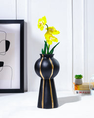 Gold-Striped Hourglass Vase