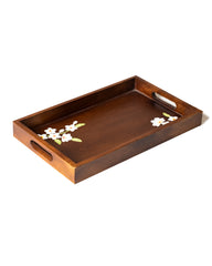 Ivory Wooden handpainted Tray with handles