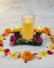 Rustic Floral Log Candle Holder