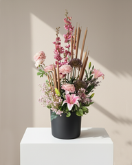 Pink Lily & Delphinium Dried Floral With Pot