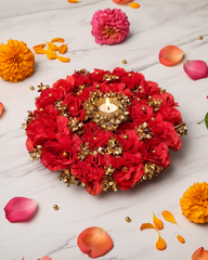 Artificial Red Carnation Floral Tealight Holder