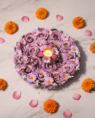 Mauve Rose & Lavender Daisy Artificial Flower Tealight Holders